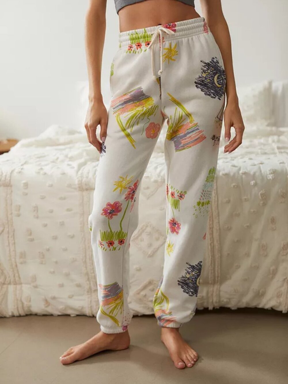 Urban Outfitters OUT FROM UNDER Kya Doodle Cotton Fleece Sweatpants, Size S